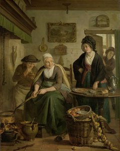 Frau backt Pfannkuchen