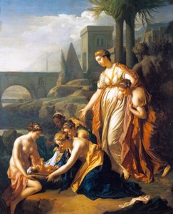 Moses aus dem Wasser gerettet, von Adriaen van der Werff (1659-1722), 75x60 cm, Öl auf Holz von Adriaan van der Werff