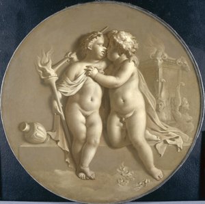 Zwei Putti mit Flammen der Liebe, Allegorie der Liebe, 1696 von Adriaan van der Werff
