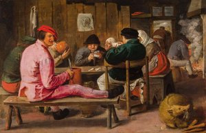 Fröhliche Bauern in einem Gasthaus von Adriaen Brouwer