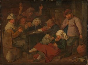 Arme Leute trinken in einer Taverne