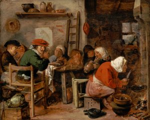 Frau macht Pfannkuchen von Adriaen Brouwer