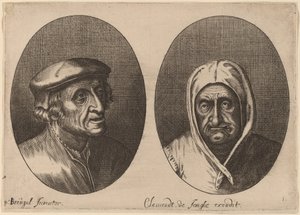 Köpfe eines Bauern und einer Bäuerin von Adriaen Brouwer after Pieter Bruegel the Elder