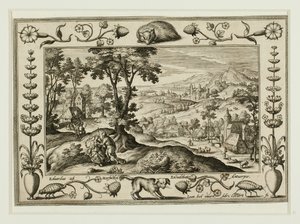 Juda und Tamar, aus Landschaften mit alten und neuen Testamentsszenen und Jagdszenen von Adriaen Collaert