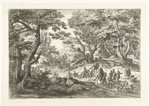 Landschaft mit Jagdgesellschaft Landschaften mit Jägern (Serientitel) von Adriaen Frans Boudewyns