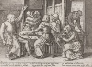 Trinkgesellschaft mit einem Narren von Adriaen Huybrechts (I)