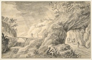 Felsige Landschaft mit Straße von Adriaen I van Nieulandt