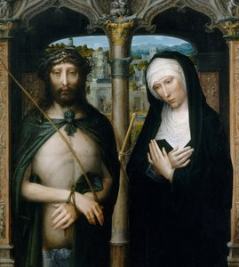 Christus mit Dornen gekrönt Ecce Homo und die trauernde Jungfrau, ca. 1530-40
