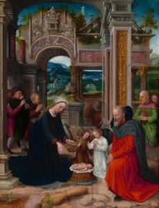 Die Anbetung der Hirten, wahrscheinlich 1520-1540 von Adriaen Isenbrandt