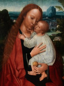 Detail der Madonna mit Johannes dem Täufer und dem Heiligen Hieronymus von Adriaen Isenbrandt or Isenbrant