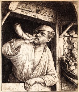 Bäcker, der sein Horn bläst, ca. 1670