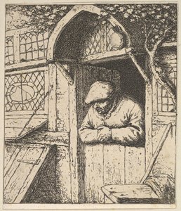 Bauer lehnt an Tür, 1610-85