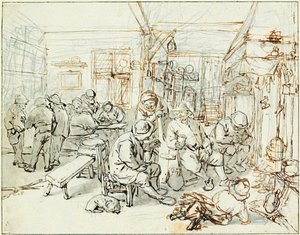 Gesellschaft von Bauern in einer Taverne von Adriaen Jansz. van Ostade