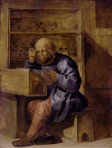 Der Korrektor Cornelis Kiel bei der Arbeit, erste Hälfte des 17. Jahrhunderts von Adriaen Pietersz. van de Venne