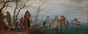 Winter (Vergnügen auf dem Eis) von Adriaen Pietersz van de Venne