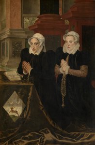 Kalvarienberg und die Familie von Gillis de Smidt und Maria de Deckere von Adriaen Thomasz Key