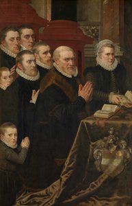 Kalvarienberg und die Familie von Gillis de Smidt und Maria de Deckere von Adriaen Thomasz Key