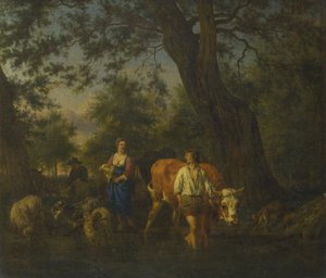 Bauern mit Vieh, die einen Bach durchqueren, ca. 1662 von Adriaen Velde van de