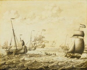 Niederländische Heringsfischerei, spätes 17. Jahrhundert von Adriaen or Abraham Salm