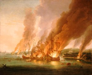 Die Schlacht von La Hogue, 23. Mai 1692, späte 17. Jahrhundert (Ölgemälde)