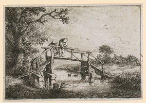 Angler auf der Brücke von Adriaen van Ostade