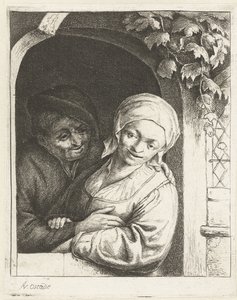 Bauer und Bäuerin als Liebespaar in einer Türöffnung