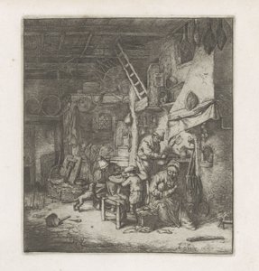 Bauernfamilie in einem Interieur von Adriaen van Ostade