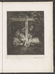 Drei Sänger in einem offenen Fenster bei Kerzenlicht von Adriaen van Ostade