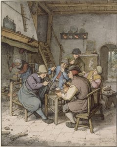 Fünf Bauern bei der Unterhaltung von Adriaen van Ostade