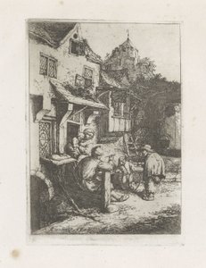 Buckliger Geigenspieler vor einem Gasthaus von Adriaen van Ostade