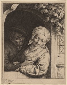 Bauernpaar in einer Türöffnung (Dorfromanze) von Adriaen van Ostade