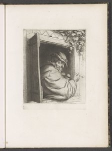 Rauchender Mann in einem Fenster