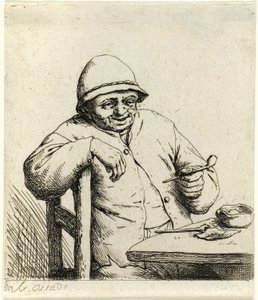 Raucher, der sich auf die Rückenlehne eines Stuhls lehnt von Adriaen van Ostade