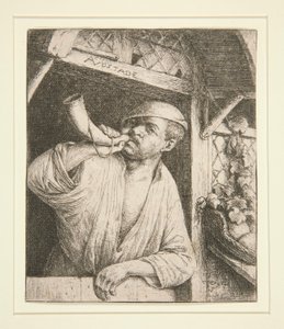 Der Bäcker bläst sein Horn von Adriaen van Ostade