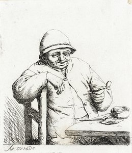Der Raucher, der sich auf die Rückenlehne eines Stuhls lehnt von Adriaen van Ostade
