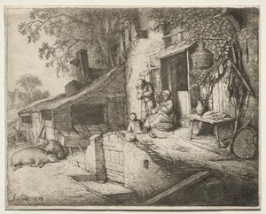 Die Frau beim Spinnen von Adriaen van Ostade