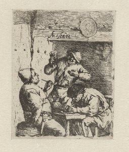 Zwei Raucher und ein Trinker in einer Herberge