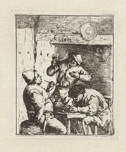 Zwei Raucher und ein Trinker in einer Herberge