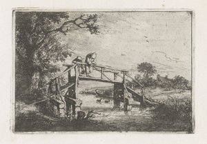 Zwei Fischer auf einer Brücke von Adriaen van Ostade