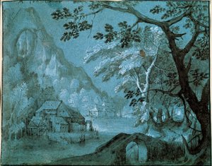 Landschaft mit einer Mühle an einem Bergsee, um 1610-1620er Jahre