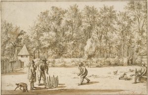 Drei Männer beim Kegelspiel von Adriaen van de Velde