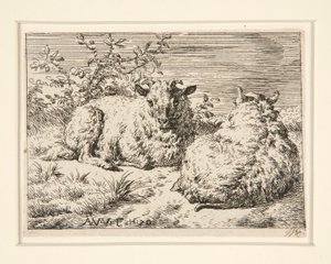 Les Deux Moutons von Adriaen van de Velde