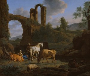 Pastorale Landschaft mit Ruinen