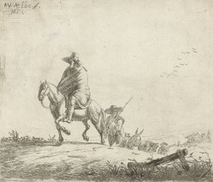 Reiter und Viehtreiber auf einem Feldweg, 1653
