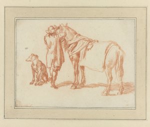 Reiter neben einem Pferd und einem Hund von Adriaen van de Velde