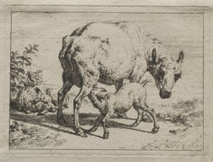Das Mutterschaf und zwei Lämmer von Adriaen van de Velde