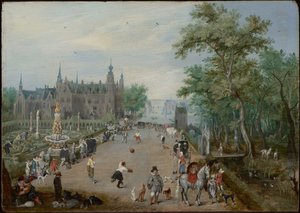 Ein Ballspiel vor einem Landpalast von Adriaen van de Venne