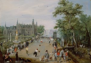 Jeu de Paume-Spiel vor einem Palast von Adriaen van de Venne