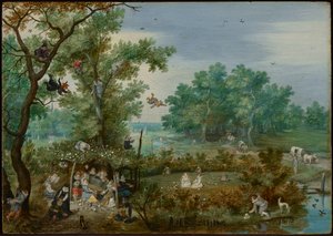 Fröhliche Gesellschaft in einer Laube von Adriaen van de Venne