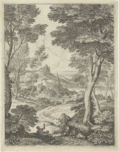 Landschaft mit spitzem Turm